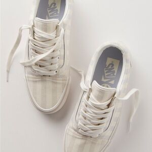 Vans Cream and White Striped Sneakers